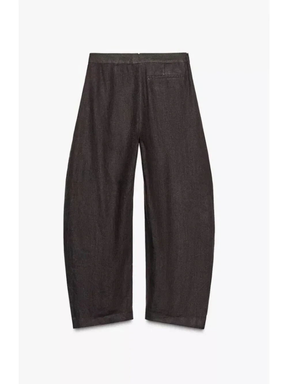 Zara ZW Collection Women Balloon Pants XL Brown Wide Leg 100% Linen 7627/242 NWT
